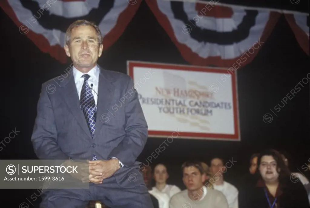 George W. Bush addressing the New Hampshire Presidential Candidates Youth Forum, January 2000