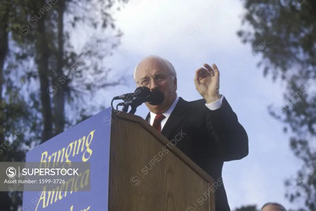 Dick Cheney at a Bush/Cheney campaign rally in Costa Mesa, CA, 2000