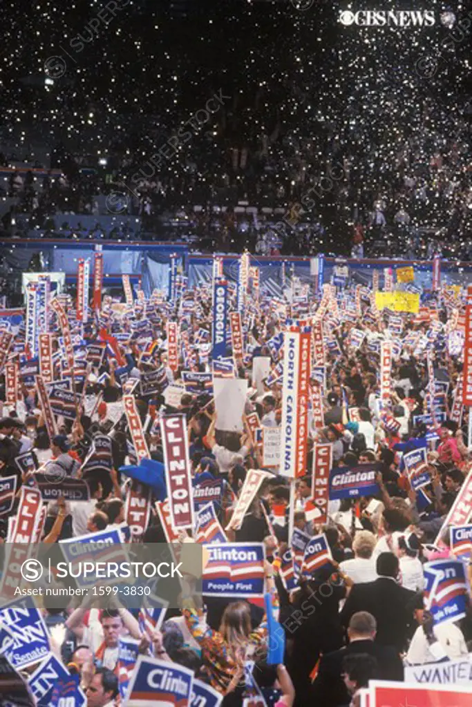 Presidential celebration at the 1992 Democratic Convention in Madison Square Garden, Manhattan, New York