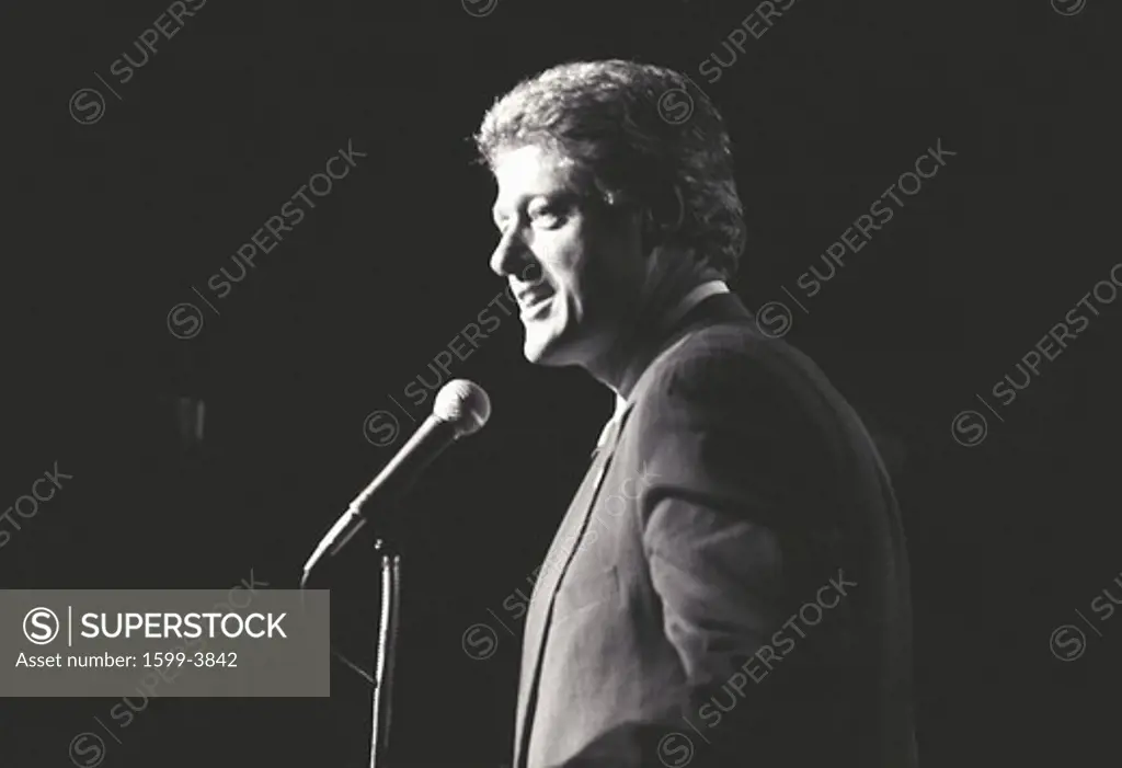 Governor Bill Clinton speaks at a New York rally during the Clinton/Gore campaign of 1992