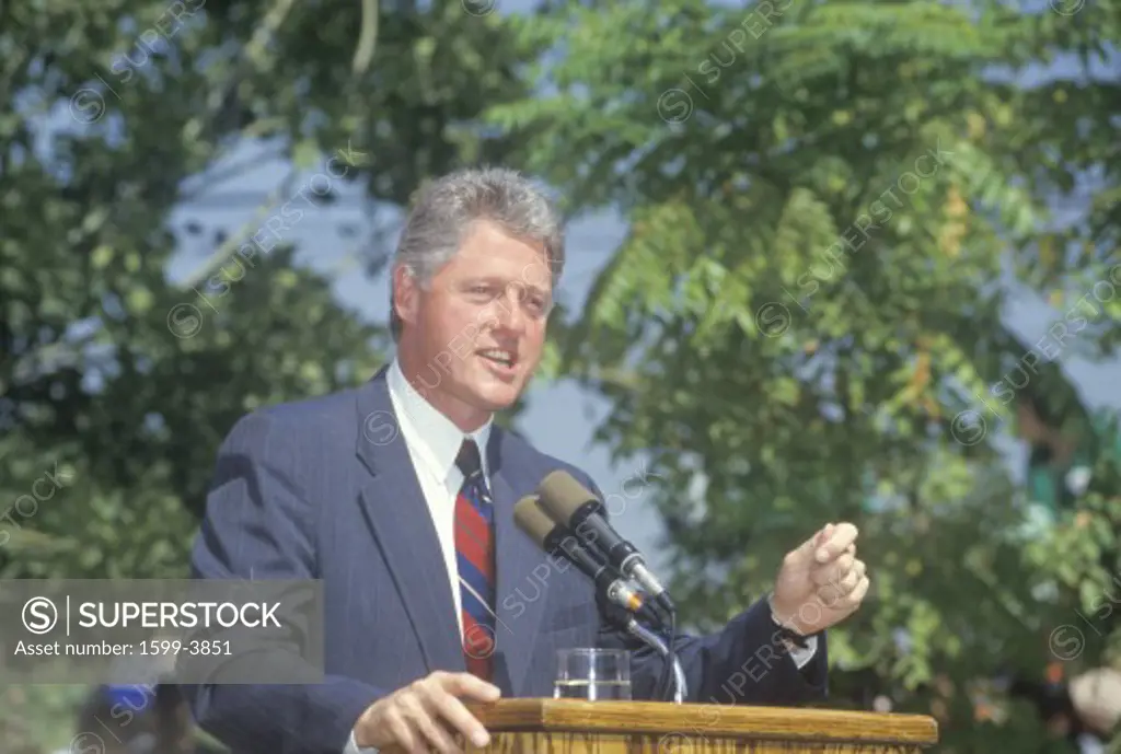 Governor Bill Clinton speaks at the Maxine Waters Employment Preparation Center in 1992 in So. Central, LA