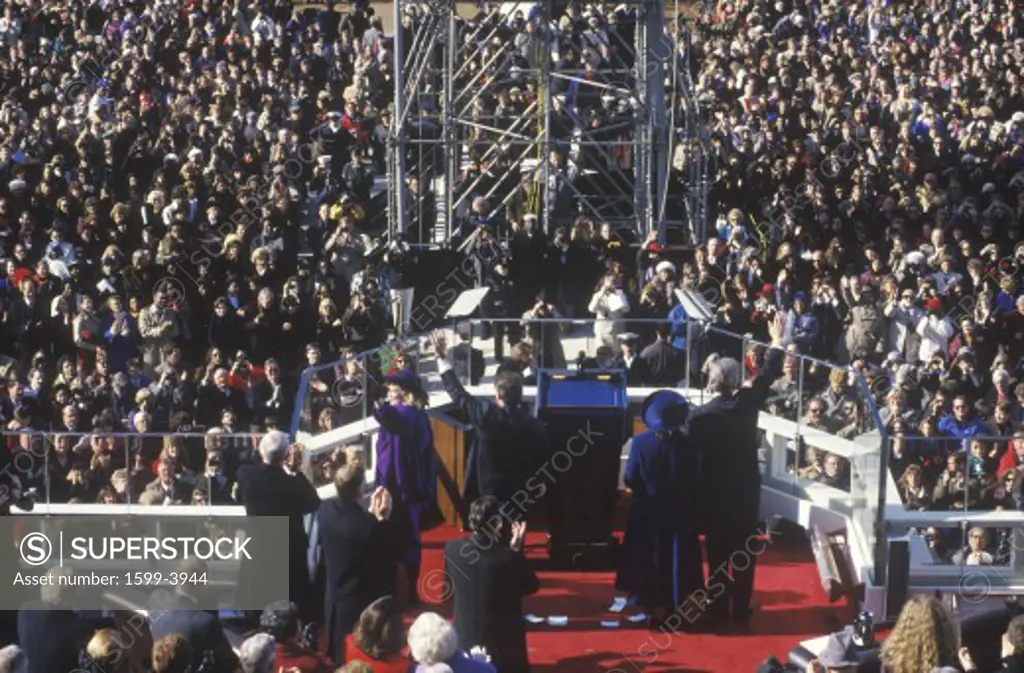 Bill Clinton, 42nd President, waves to the crowd on Inauguration Day January 20, 1993 in Washington, DC