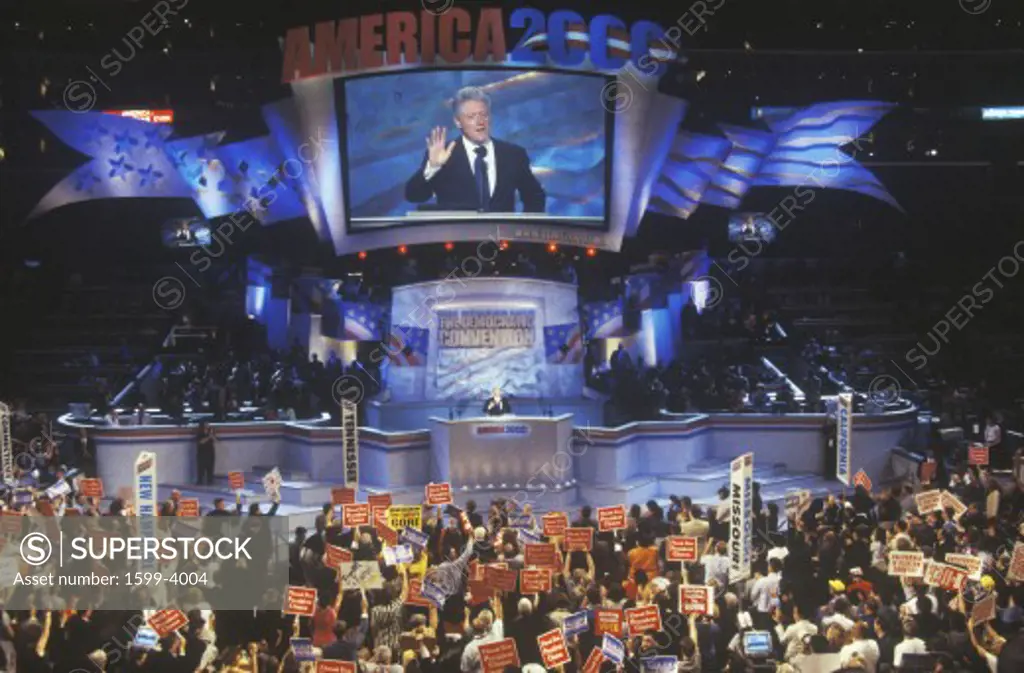Democratic Convention at Staples Center, Former President Bill Clinton's farewell address of 2000, Los Angeles, CA 