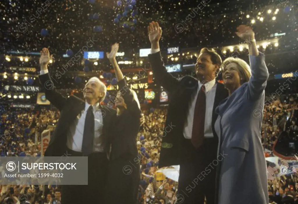 Former Vice President Al Gore and Senator Joe Lieberman's acceptance speech at the 2000 Democratic Convention at the Staples Center, Los Angeles, CA 