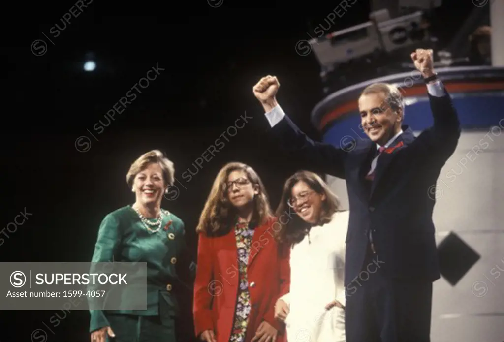 Former Senator Paul Tsongas addresses crowd at the 1992 Democratic National Convention at Madison Square Garden, New York