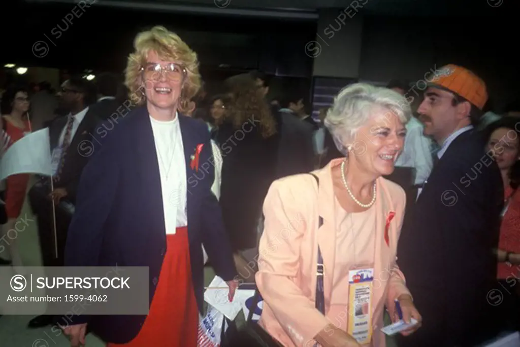 Mingling at the 1992 Democratic National Convention at Madison Square Garden, New York