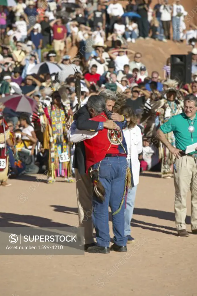 Embrace of Senator John Kerry and Intertribal Council President, Gallup, NM