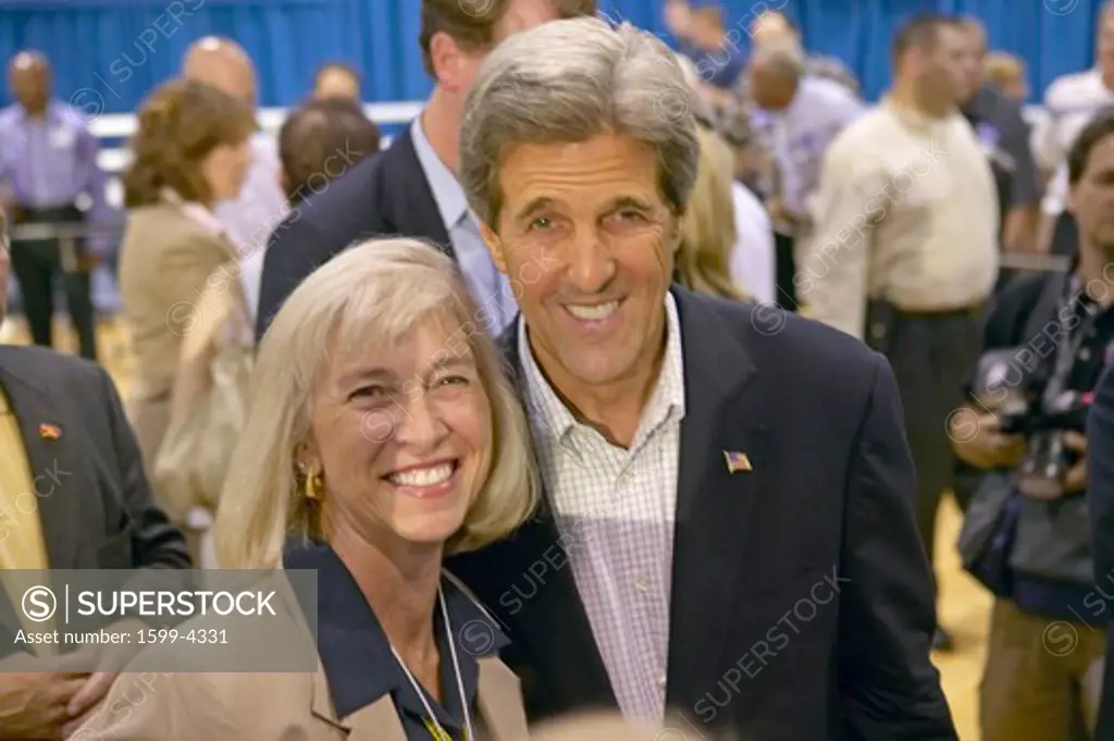Senator John Kerry posing with attendee at the Valley View Rec Center, Henderson, NV
