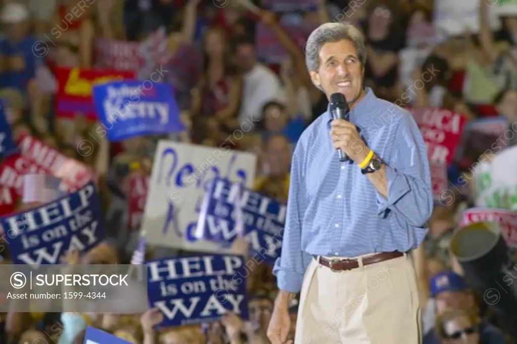 Senator John Kerry addresses audience of supporters at the Thomas Mack Center at UNLV,  Las Vegas, NV