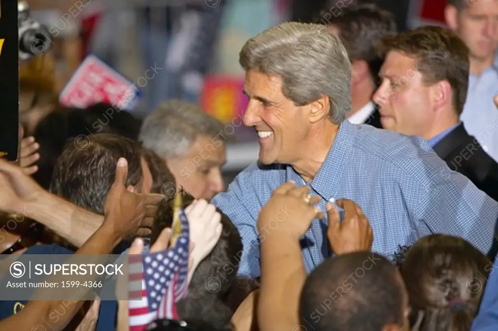 Senator John Kerry shakes hands with supporters at the Thomas Mack Center at UNLV, Las Vegas, NV
