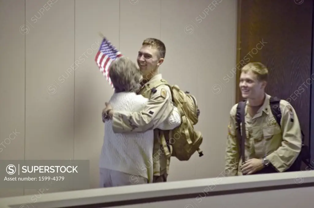 American soldiers returning home from the war in Iraq at the Tucson Airport 2004, Tucson, Arizona
