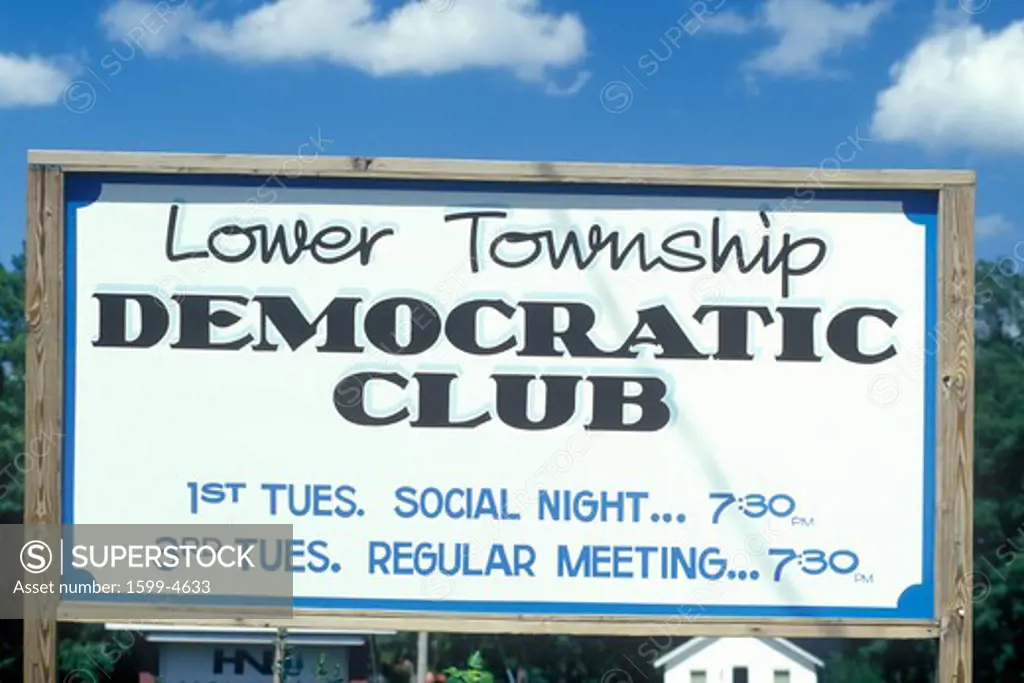 Sign for the Lower Township Democratic Club, NJ