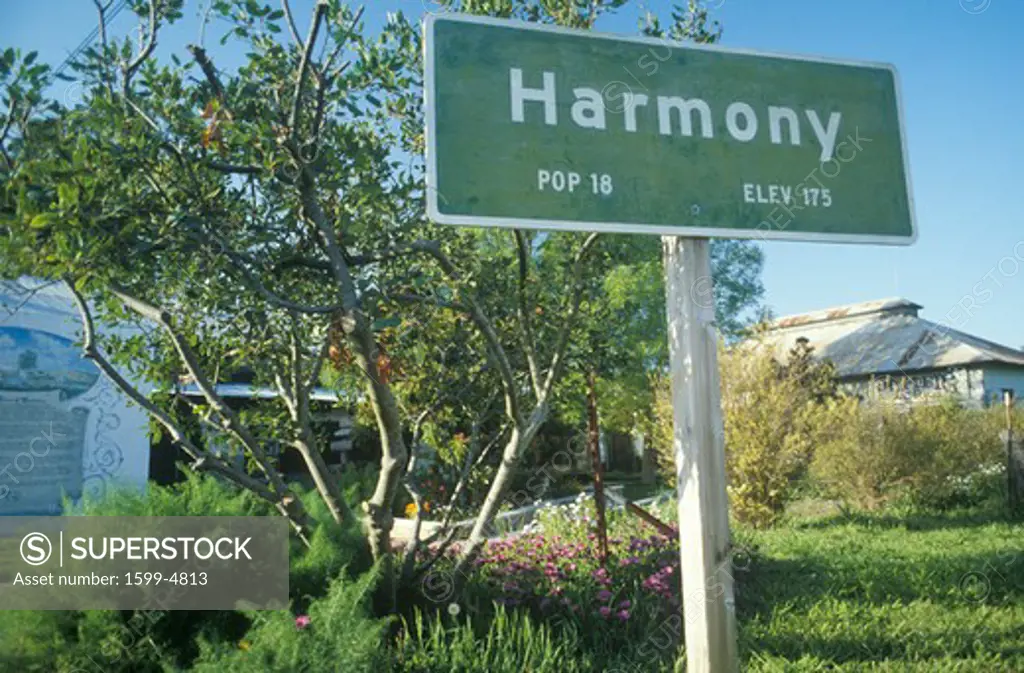 A sign for Harmony, California