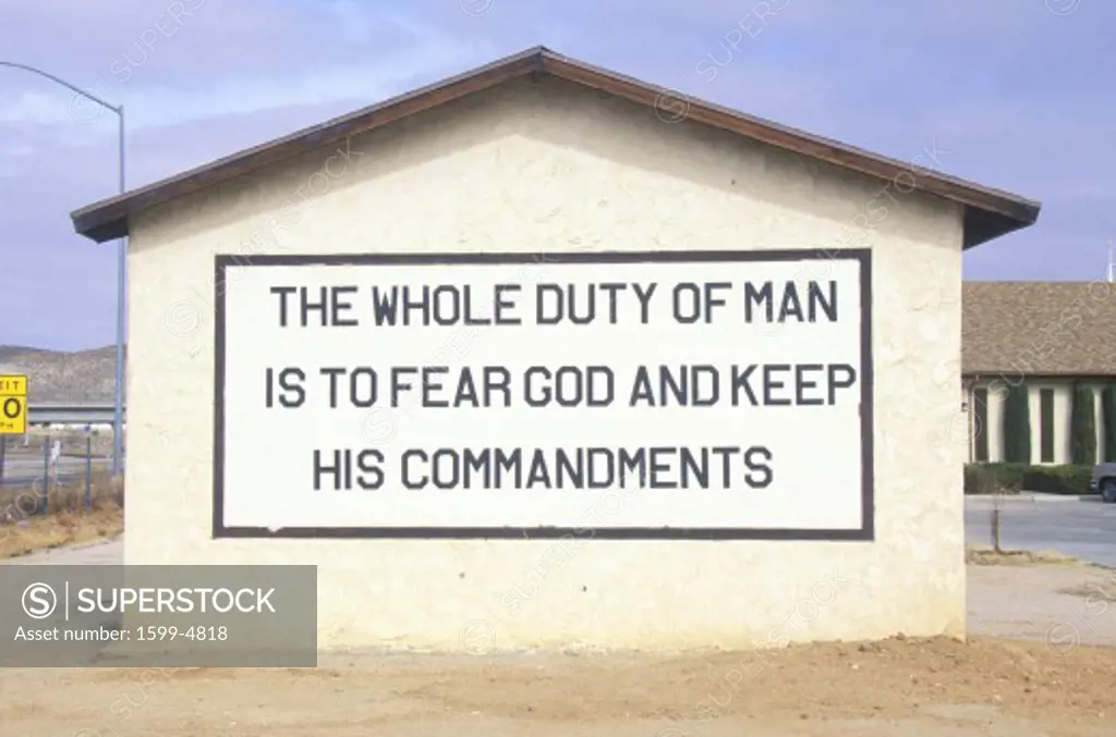 A sign that reads The whole duty of man is to fear God and keep his commandments