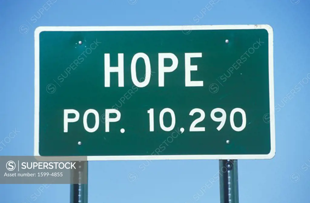 A sign that reads Hope - Pop. 10,290”