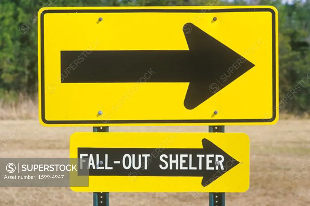 A sign that reads Fall out Shelter”