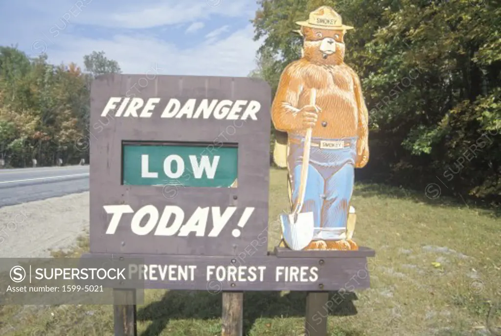 A sign that reads Fire danger low today”