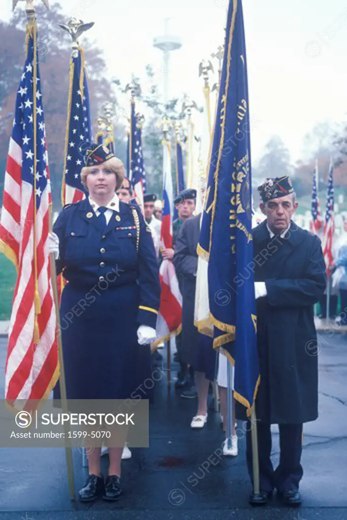 Veterans Holding Flags, Arlington National Cemetery, Washington, D.C.