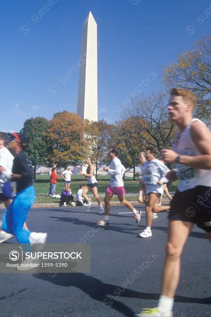 Marathon Runners by The Washington National Monument, Washington, D.C.