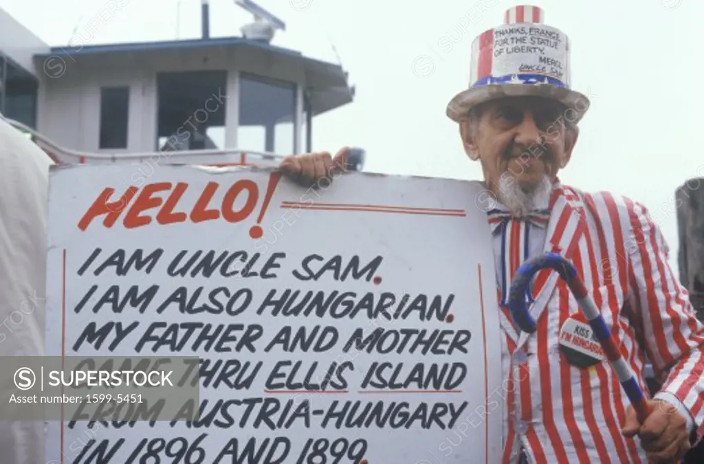 Hungarian/American Man Dressed as Uncle Sam, Ellis Island, New York City
