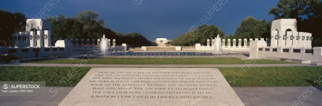 U.S. World War II Memorial commemorating World War II in Washington D.C. at sunrise