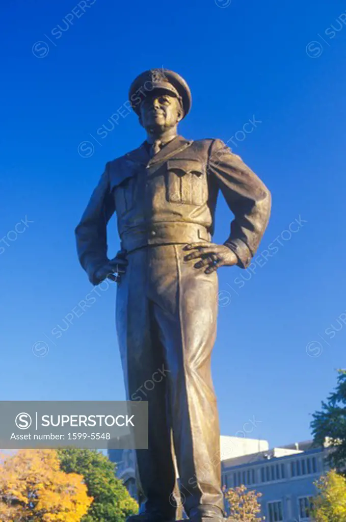 Statue of General Dwight D. Eisenhower, US Military Academy, West Point, New York in Autumn