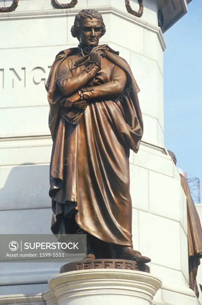 Detail on statue of Thomas Jefferson at Richmond, Virginia