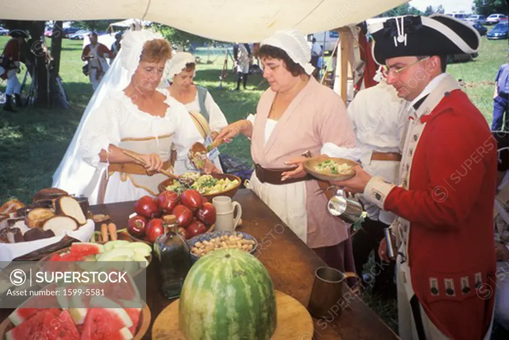 Dining scene from Revolutionary War Reenactment, Freehold, NJ, 218th Anniversary of Battle of Monmouth,1778