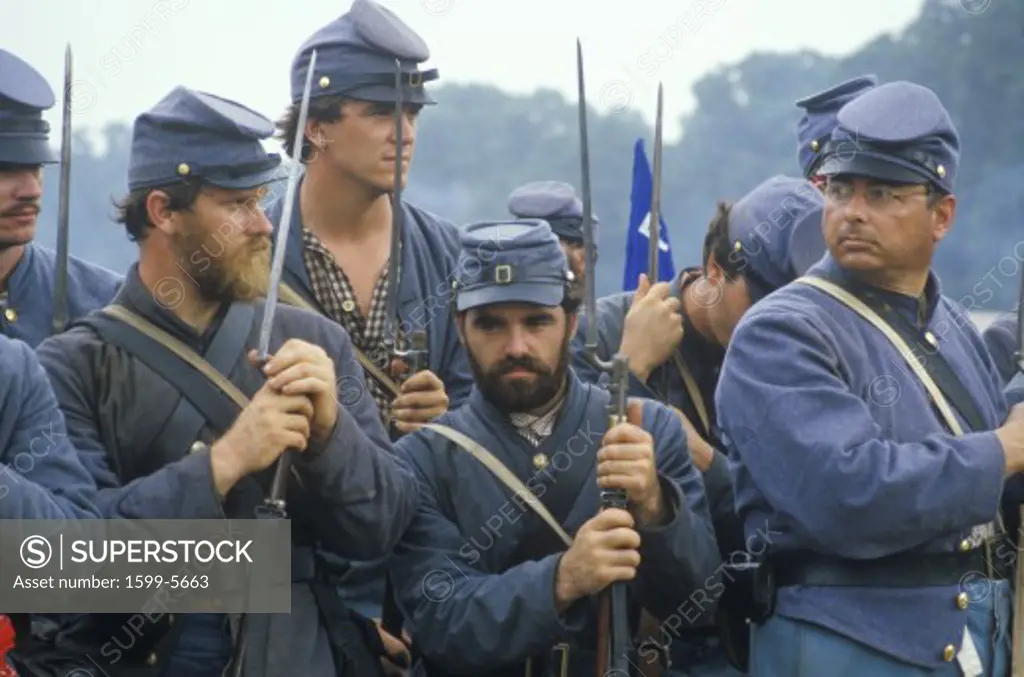 Historical reenactment of the Battle of Manassas, marking the beginning of the Civil War, Virginia