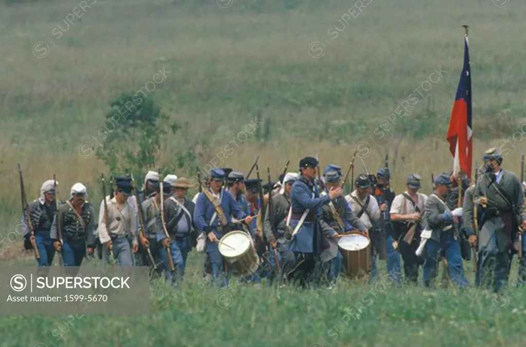 Historical reenactment of the Battle of Manassas, marking the beginning of the Civil War, Virginia