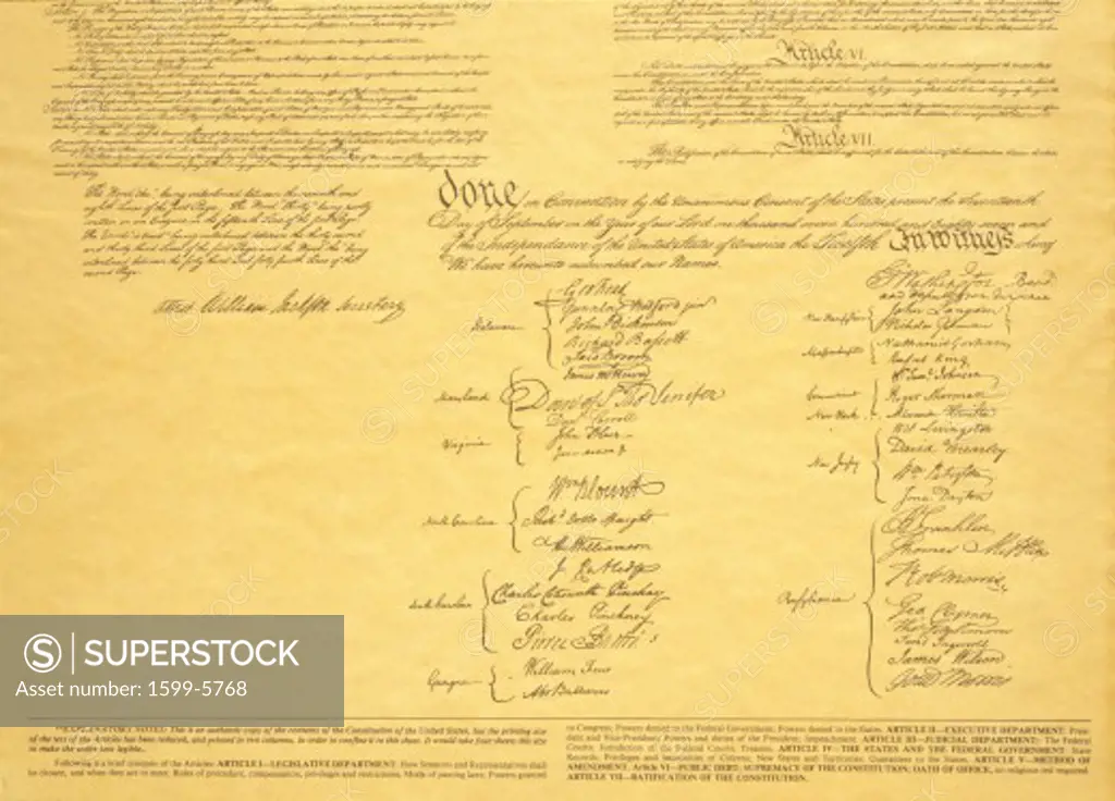 detail of signature page of Declaration of Independence