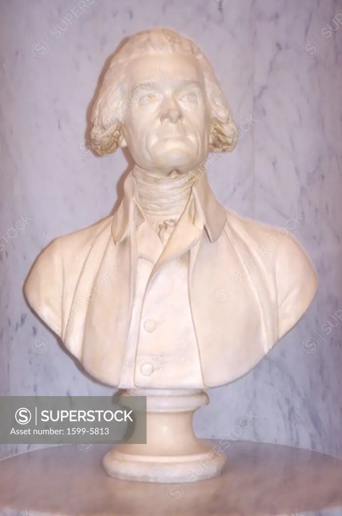 Profile bust of Thomas Jefferson in Library of Congress Washington D.C.