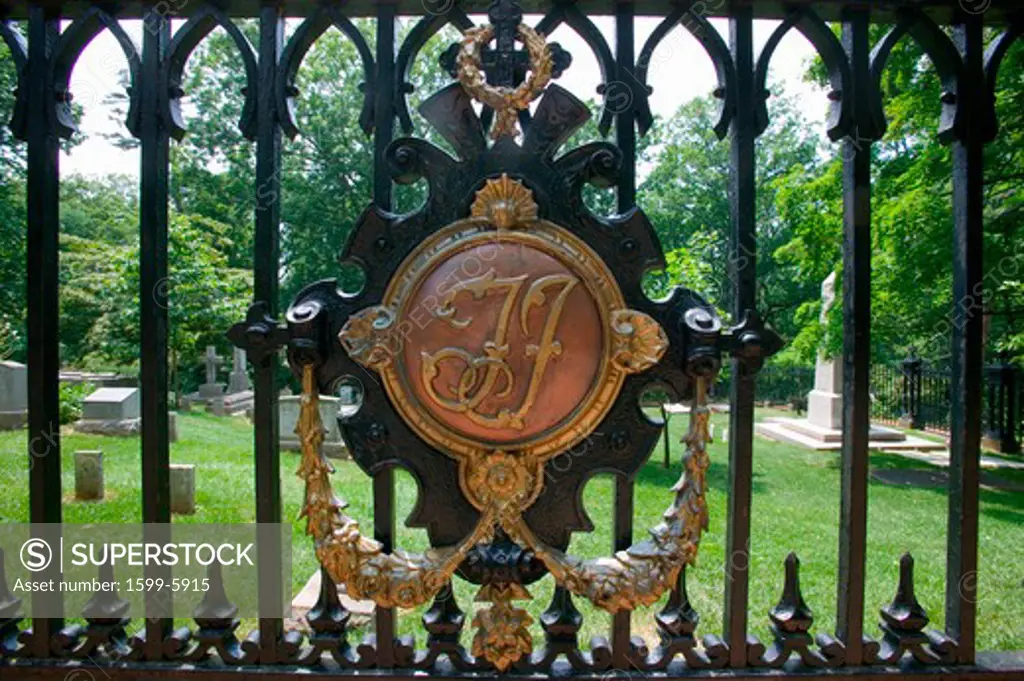 TJ symbol for Thomas Jefferson in The Monticello Graveyard, Monticello,  Charlottesville, Virginia