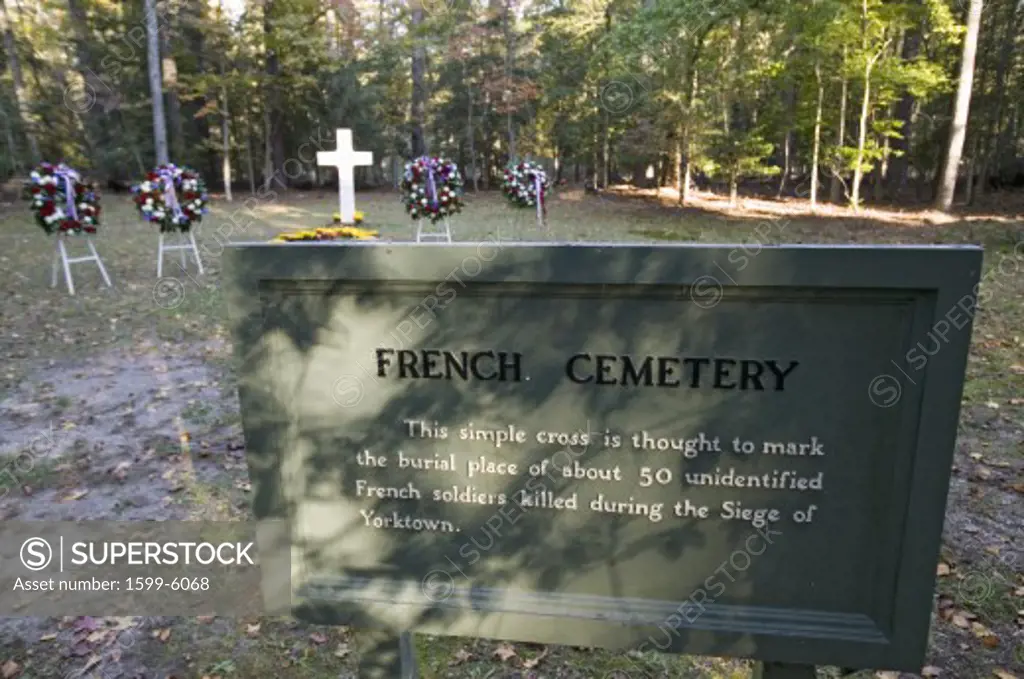 French Cemetery where 50 French soldiers who lost their lives in the Siege of Yorktown, 1781, are buried, Colonial National Historical Park, Historical Triangle, Virginia
