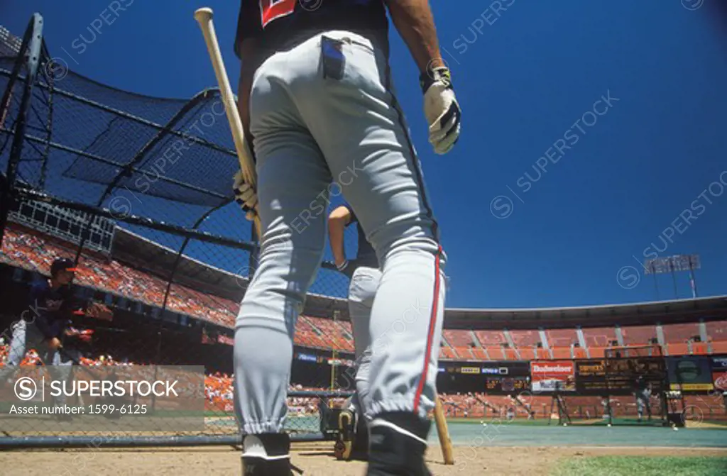Professional Baseball players at batting practice, Candlestick Park, San Francisco, CA