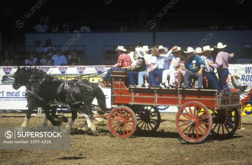 Wagon train, Fiesta Rodeo, Stock Horse show, Earl Warren Showgrounds, Santa Barbara, CA