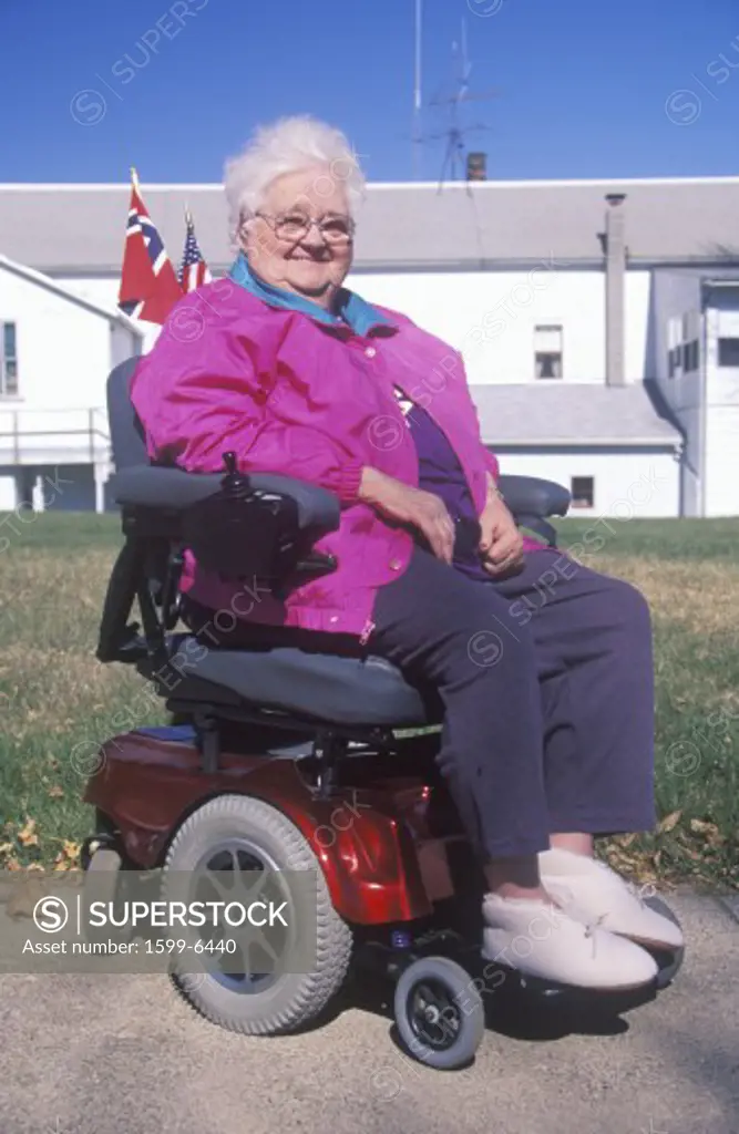 Wheelchair bound elderly woman, Minnesota