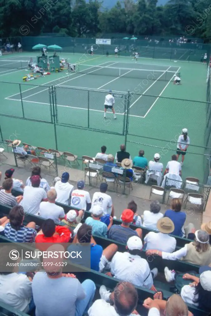 Spectators at the Annual Ojai Amateur Tennis Tournament, Ojai, California
