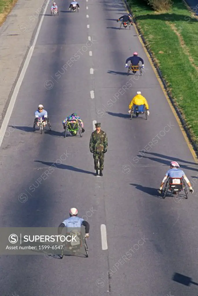 Wheelchair athletes participating in the 17th Marine Marathon, Washington D.C.