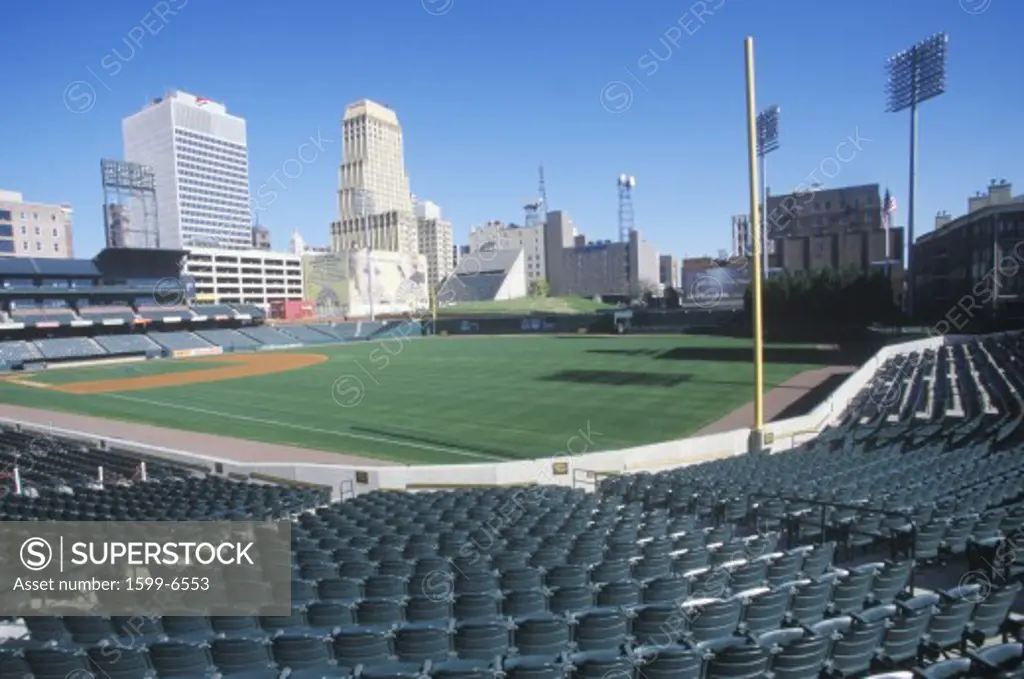 An empty baseball stadium