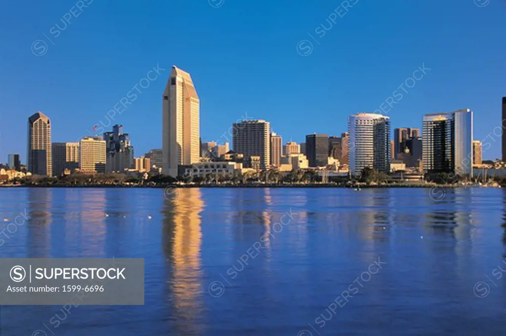This is the San Diego Bay in morning light. It is the view from Coronado. 