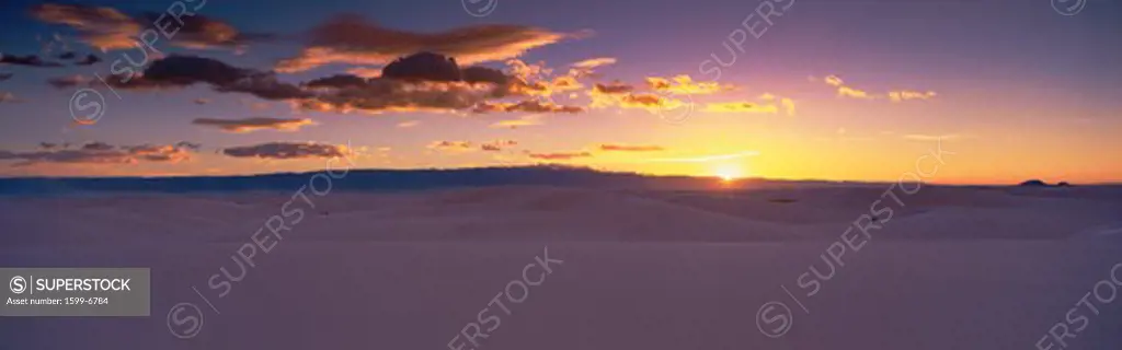 This is sunrise over White Sands National Monument.
