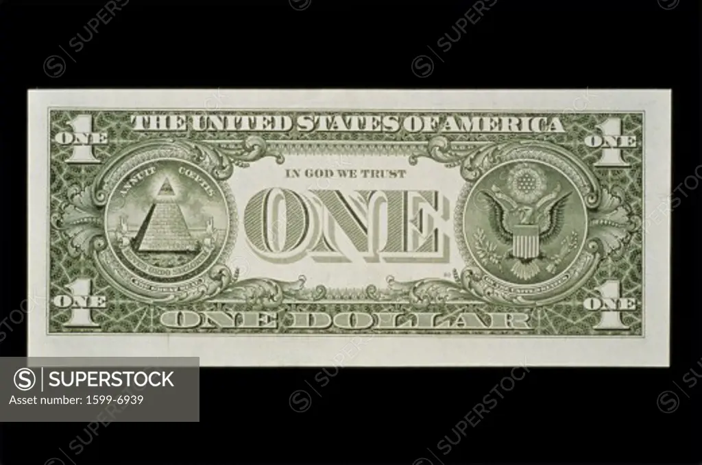 This is the back side of the one dollar bill. 