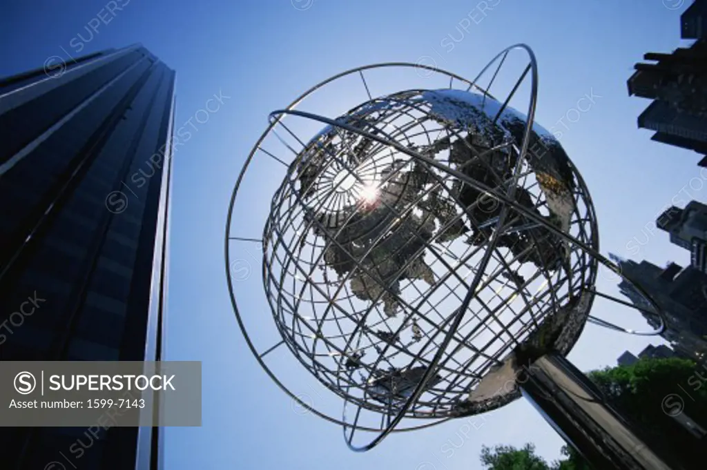 This is the Globe Sculpture at the Trump International Hotel and Tower. It is located on 59th Street and Columbus Circle. 
