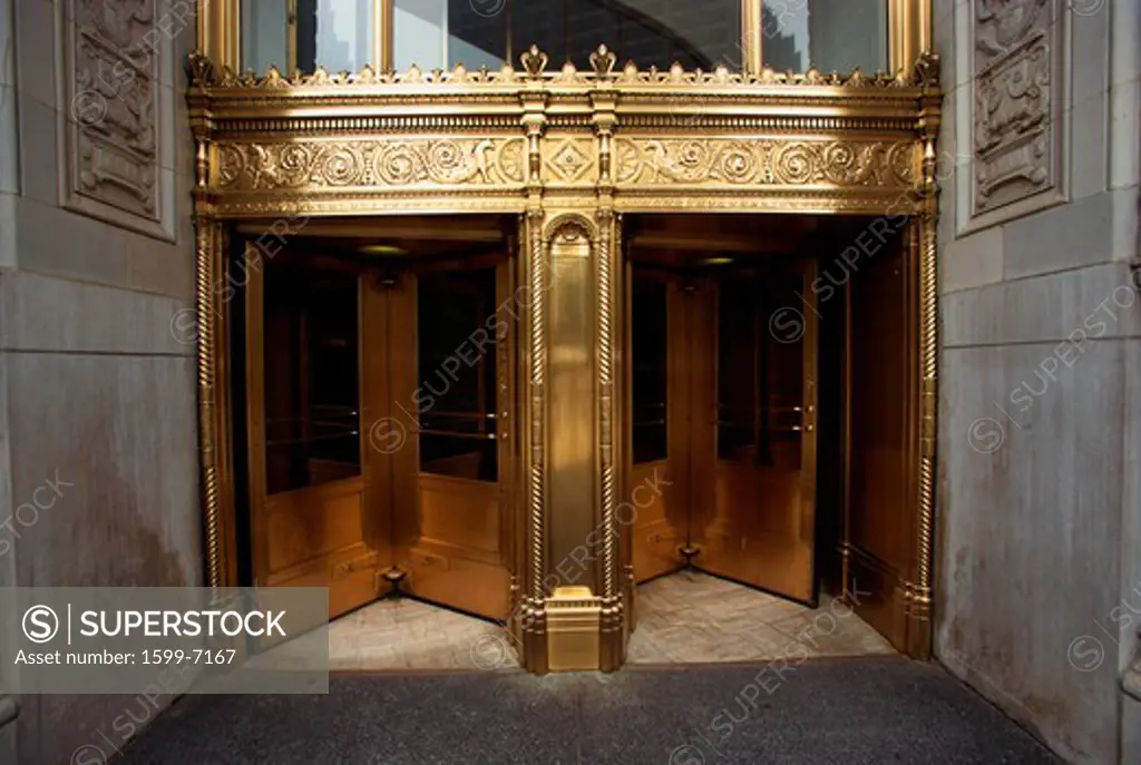 These are the golden front doors to the Wrigley Building. 