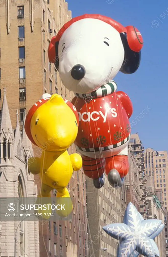 Snoopy and Woodstock Balloons in Macy's Thanksgiving Day Parade, New York City, New York