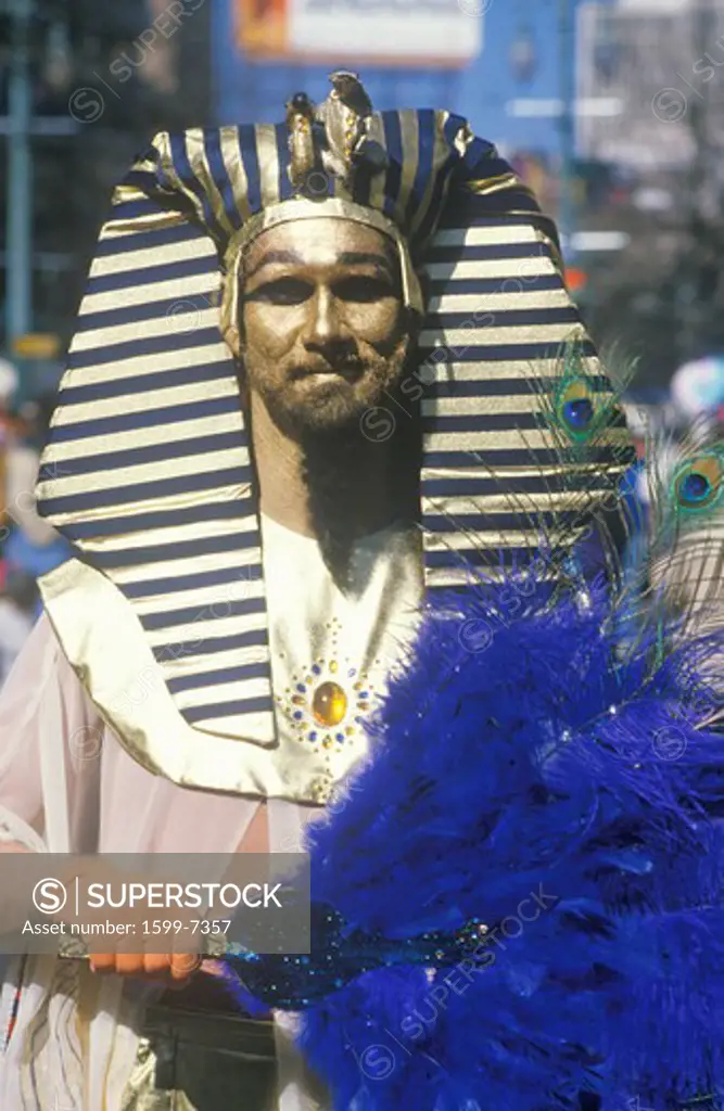 Man in Egyptian Costume in Mardi Gras Parade, New Orleans, Louisiana
