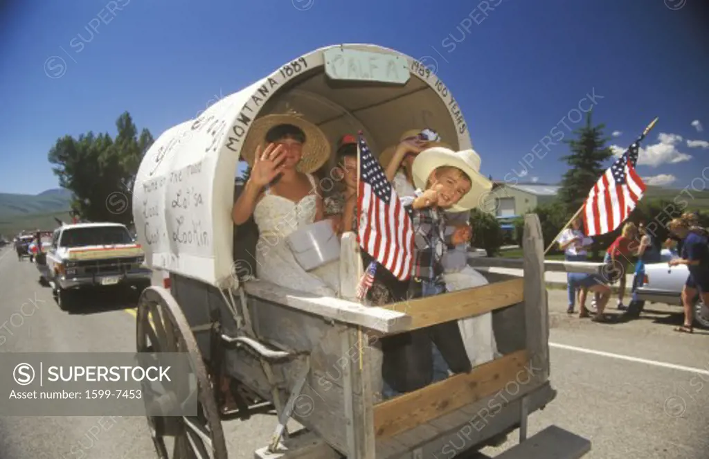 Covered Wagon in July 4th Parade, Lima, Montana