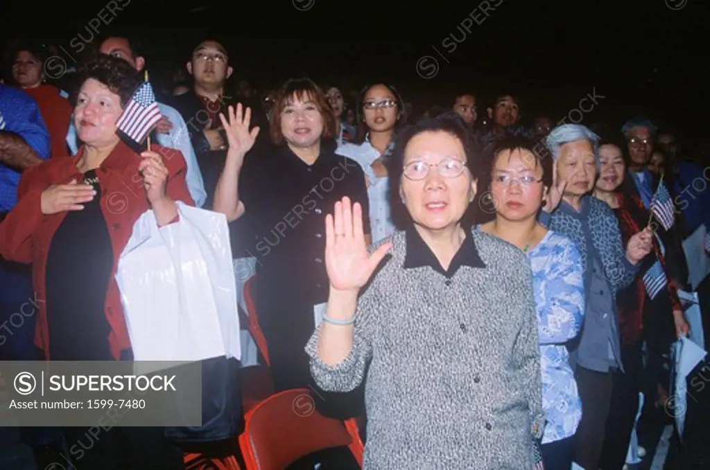 Immigrants Taking Pledge of Allegiance, Los Angeles, California