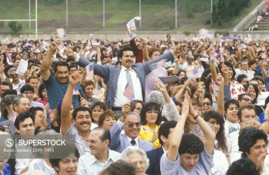 Latinos Taking Pledge of Allegiance, Los Angeles, California